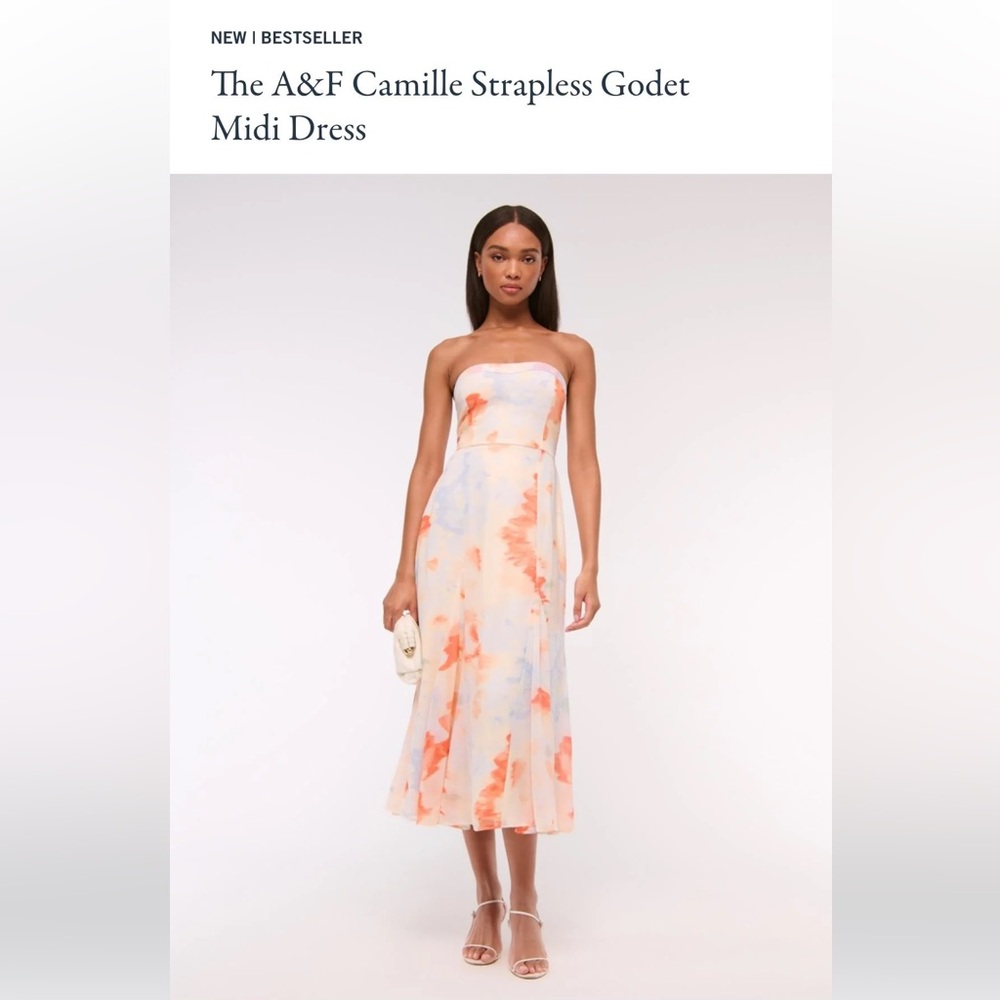 Abercrombie & Fitch Ivory Slip Dress with Coral and Pale Blue Accents - Picture 3 of 8